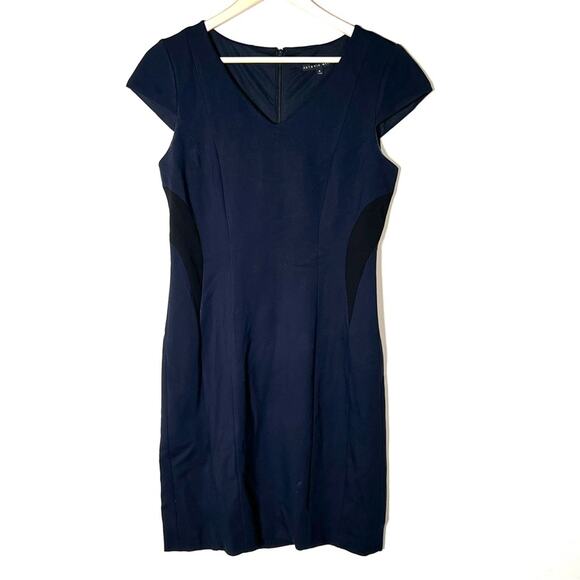 Antonio Melani navy blue and black business casual sheath dress size 6 B155 - Picture 1 of 4